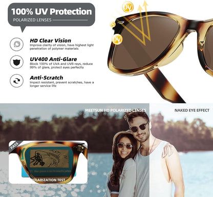 Polarized Sunglasses for Women Men Classic Retro Square Frame Driving Trendy Sun Glasses UV Protection