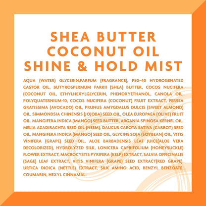Coconut Oil Shine & Hold Mist with Shea Butter for Natural Hair, 8 Fl Oz