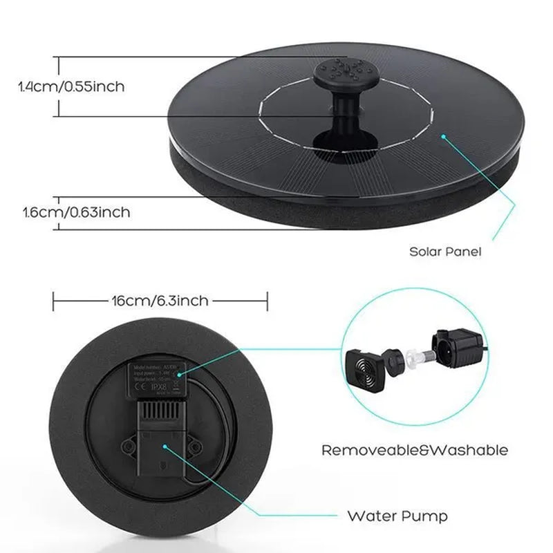 2023 Upgrade Solar Bird Bath Fountain Pump,Solar Fountain with 6 Nozzle, Free Standing Floating Solar Powered Water Fountain Pump for Bird Bath, Garden, Pond, Pool, Outdoor