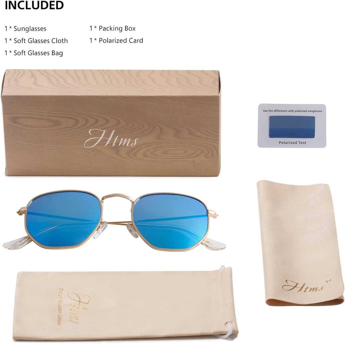 Hipster Hexagonal Polarized Sunglasses Men Women Geometric Square Small Vintage Metal Frame Retro Shade Glasses
