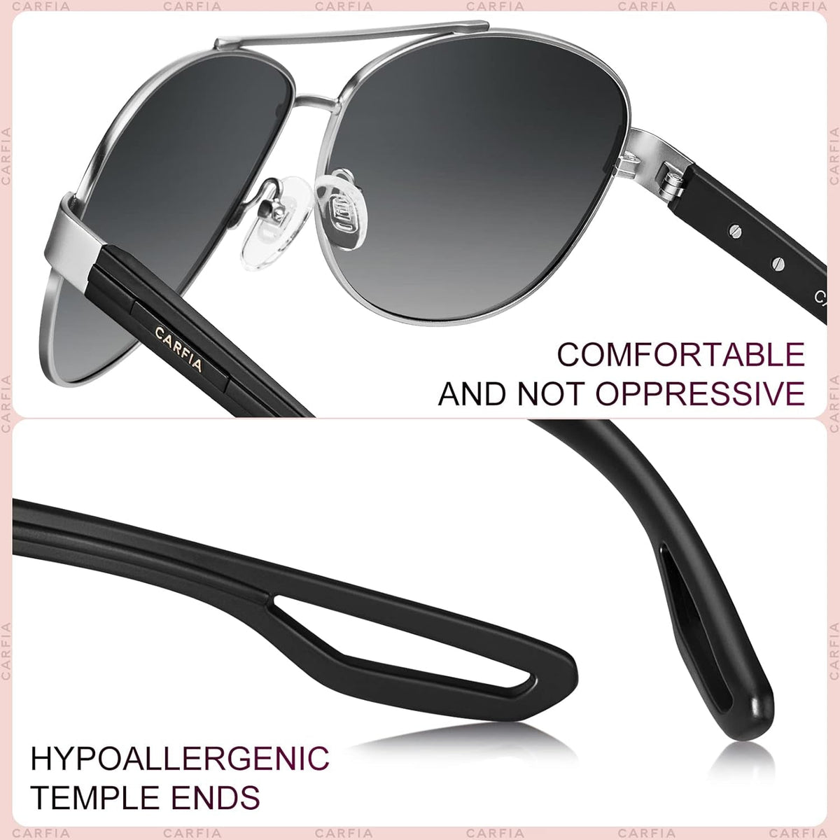 Polarized Sunglasses for Women UV Protection Ultra-Lightweight Comfort Metal Frame Driving Glasses CA3210