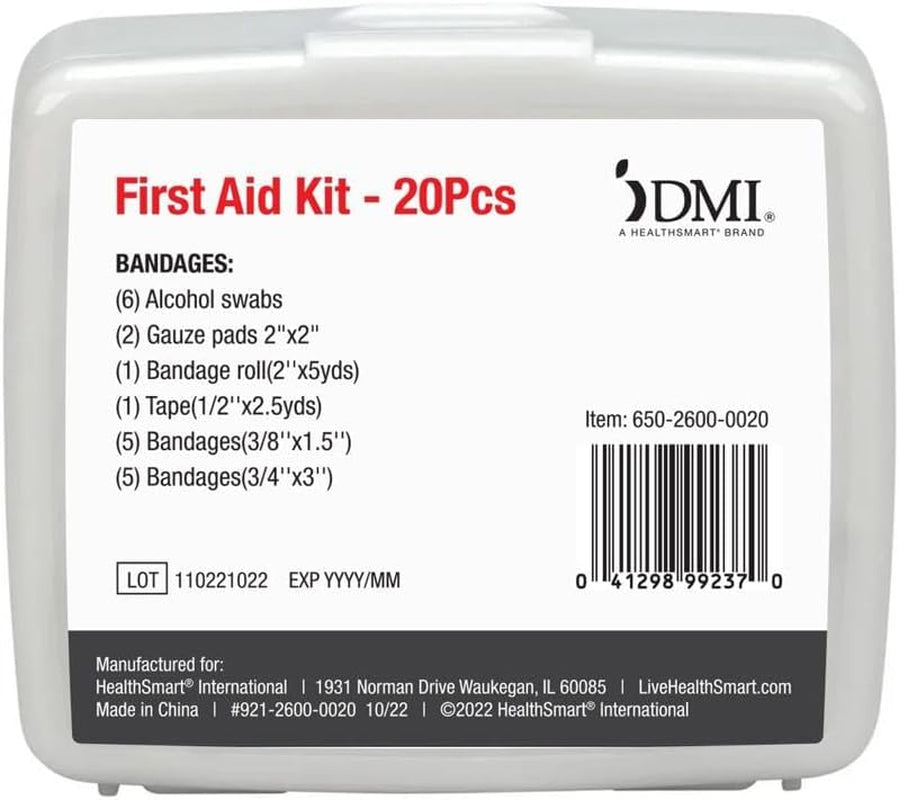 Mini 20-Piece First-Aid Kit, All-Purpose Use for Minor Cuts and Scrapes, Durable Water-Resistant Case, Convenient and Portable, FSA & HSA Eligible
