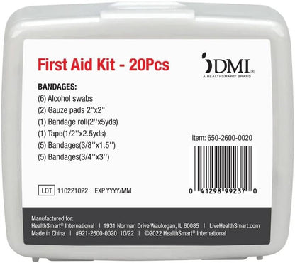 Mini 20-Piece First-Aid Kit, All-Purpose Use for Minor Cuts and Scrapes, Durable Water-Resistant Case, Convenient and Portable, FSA & HSA Eligible