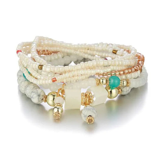 Bohemian Bracelet Sets for Women - Stackable Stretch Bracelets Multi-color Boho Jewelry for Women Hippie Bracelets Dainty Jewelry Best Friend Gift