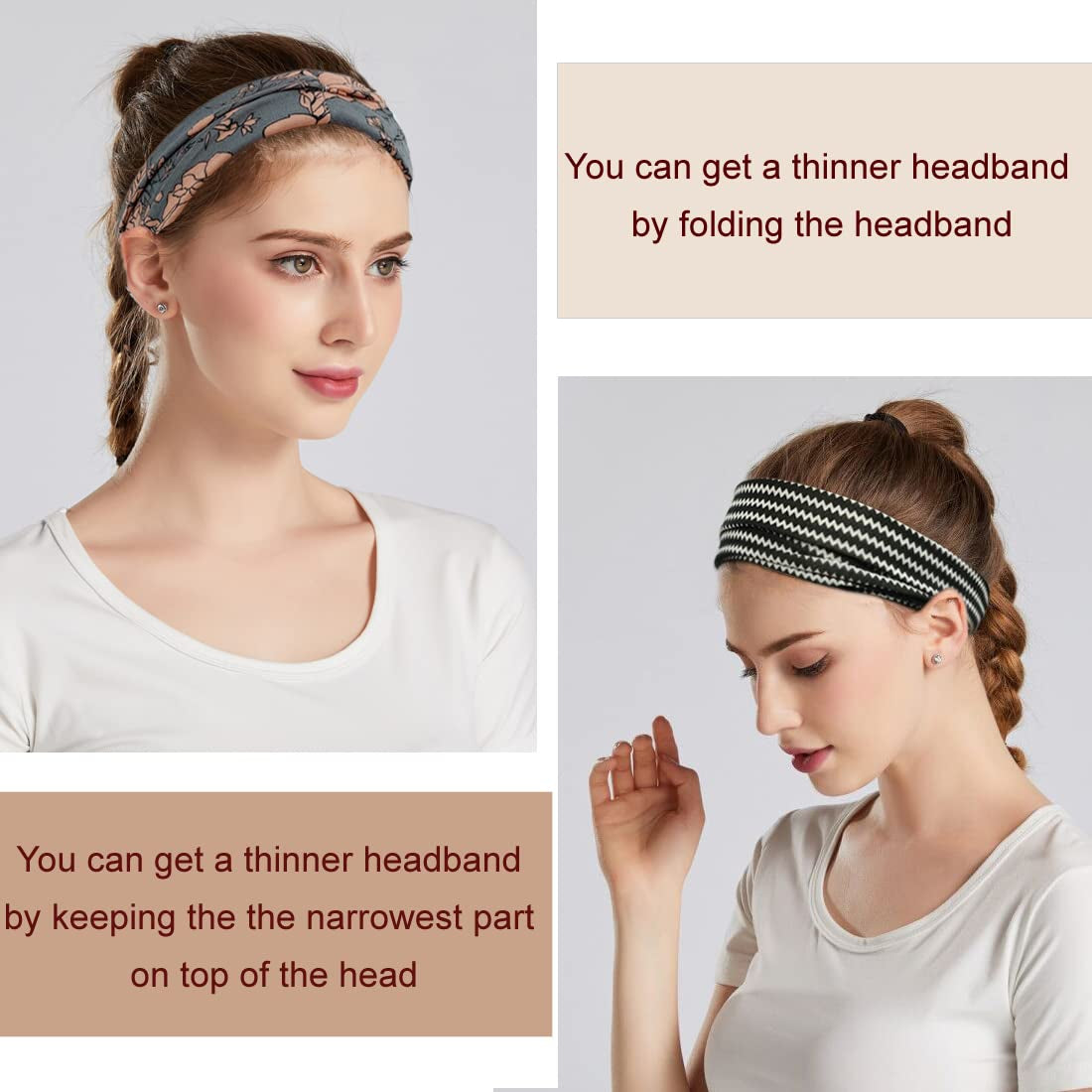 Boho Headbands for Women Fashion Wide Headband Yoga Workout Head Bands Hair Accessories Band 6 Pack