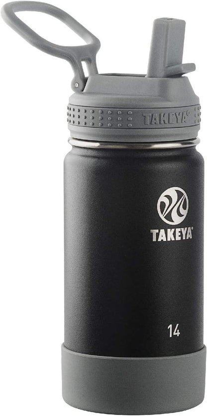 Actives Kids 14 Oz Vacuum Insulated Stainless Steel Water Bottle with Straw Lid, Blackberry
