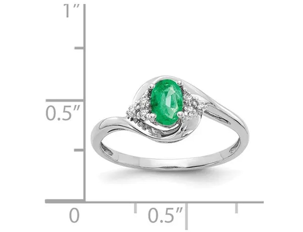 2/5 Carat (ctw) Natural Emerald Ring in 14K White Gold