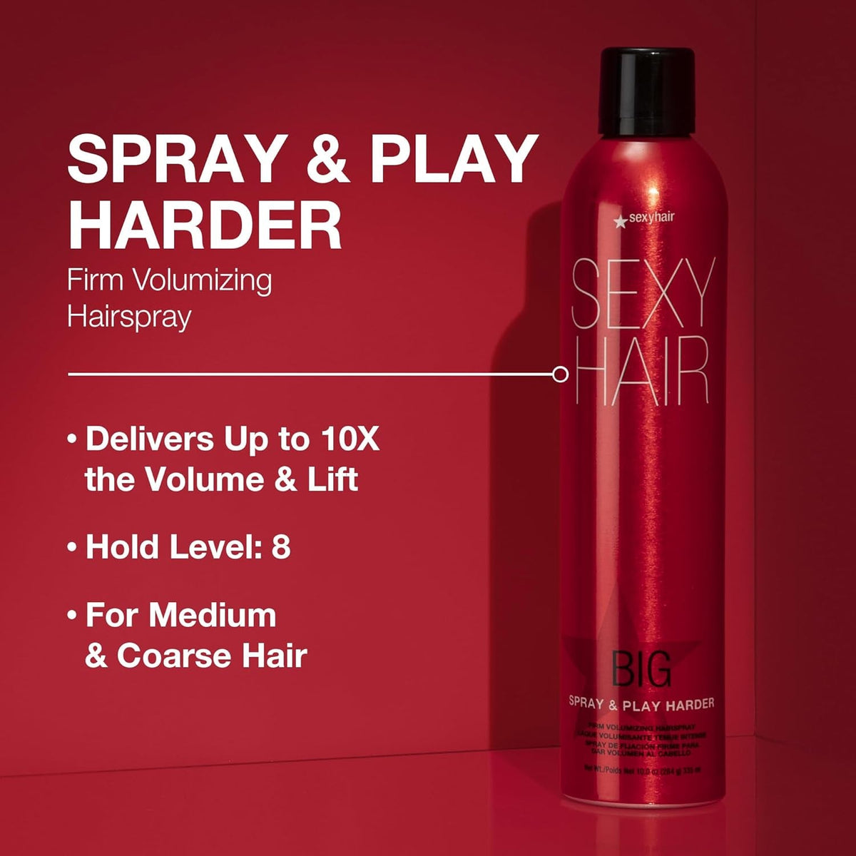 Big Spray & Play Harder Firm Volumizing Hairspray | All Day Hold and Shine | up to 72 Hour Humidity Resistance