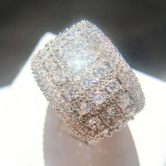 New Luxury Fashion Round Moissanite Diamond Ring Engagement Ring for Women Lady Anniversary Gift Jewelry Christmas Gift
