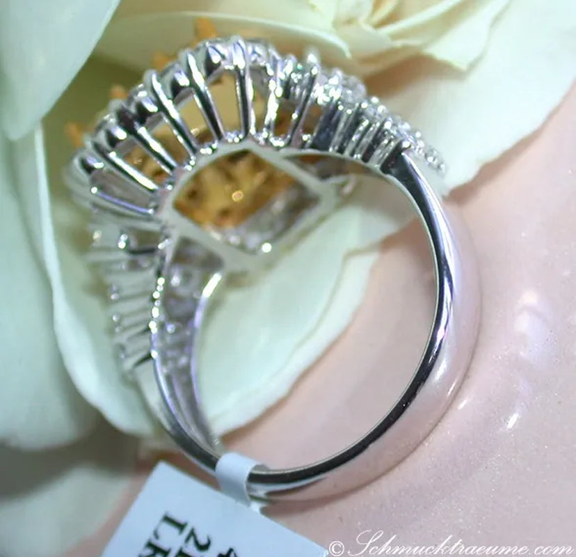Sparkling 925 Sterling Silver Natural Gemstone Citrine Diamond Cluster Ring Party Bridal Wedding Women Jewelry Gifts Size 5 6 7 8 9 10