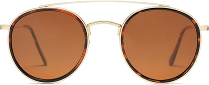 Retro Round Double Bridge Polarized Sunglasses for Women Men Vintage Circle UV400 Sunnies SJ1104