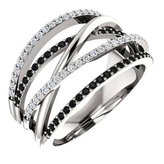 Natural Black Sapphire Diamond Ring Anniversary Gift Engagement Wedding Rings Jewelry Gift for Women Ladies Size 5 6 7 8 9 10