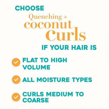 Quenching + Coconut Curls Curl-Defining Conditioner, Nourishing Curly Hair Conditioner with Coconut /Citrus Oil & Honey, Paraben-Free with Sulfate-Free Surfactants, 13Oz