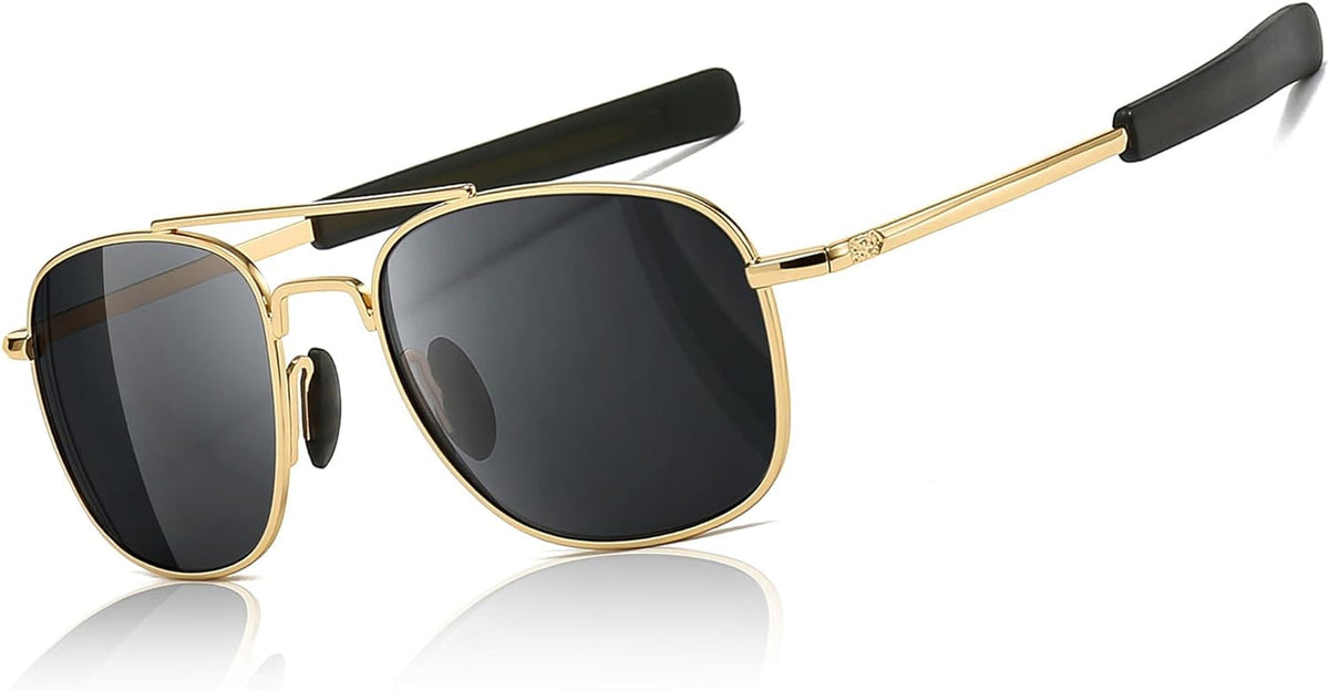Men's Military Style Polarized Pilot Aviator Sunglasses Bayonet Temples