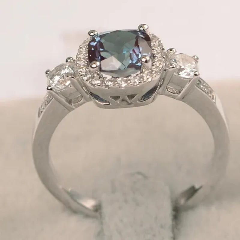 Fashion Round Cut Alexandrite Cubic Zirconia Rings for Women Bridal Romantic Engagement Proposal Fine Jewelry