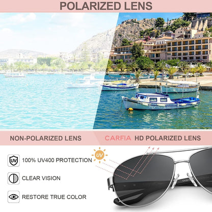 Polarized Sunglasses for Women UV Protection Ultra-Lightweight Comfort Metal Frame Driving Glasses CA3210