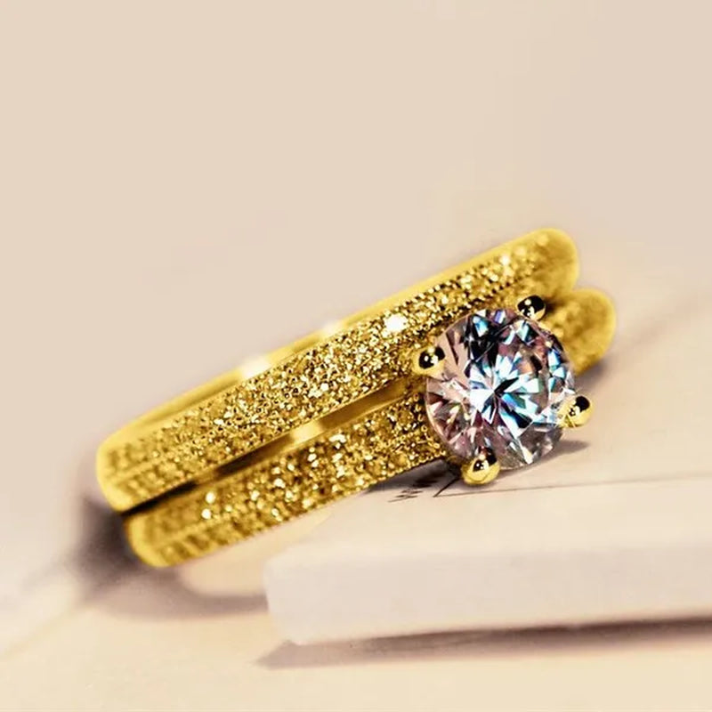 1ct Diamond White Sapphire Wedding Engagement Rings Set Women Bridal Jewelry Gifts (Black,Rose Gold,Silver,Gold)