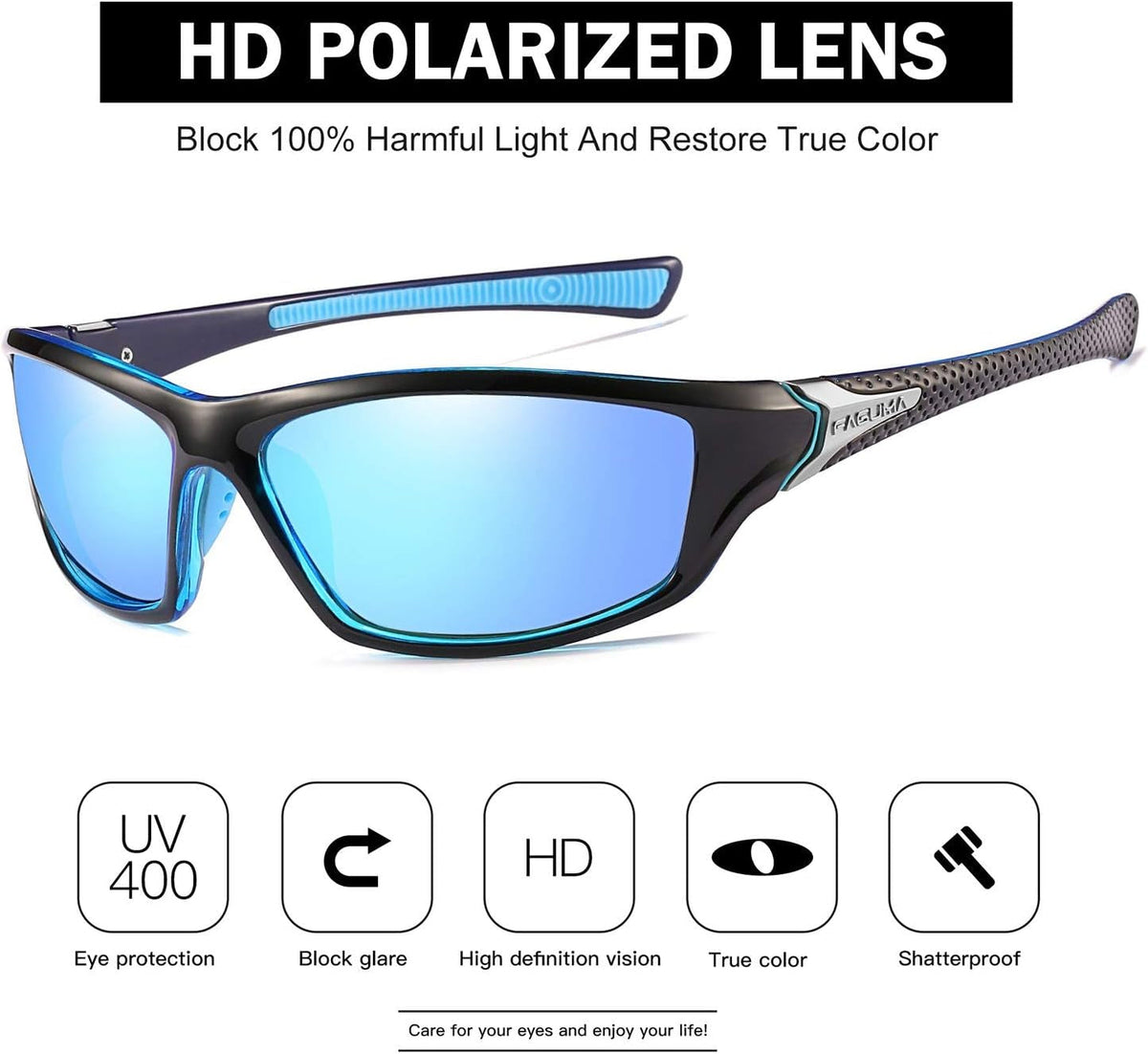 Sports Polarized Sunglasses For Men Cycling Driving Fishing 100% UV Protection