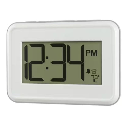 Digital White Wall Clock with Temperature and Countdown Timer