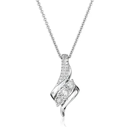Delicate Elegant Bridal Wedding Necklace for Women Crystal Zircon Pendant Silver Plated Necklace