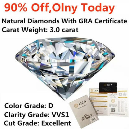 Natural Moissanite D Color Round Shape VVS1 Excellent Clarity Natual Moissanite with GRA Certificate Report and Card 1.0 Carat/ 2.0 Carat /3.0 Carat/4.0 Carat/5.0 Carat