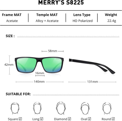 Rectangular Polarized Sports Sunglasses for Men Women Cycling Driving Fishing UV400 Protection S8225