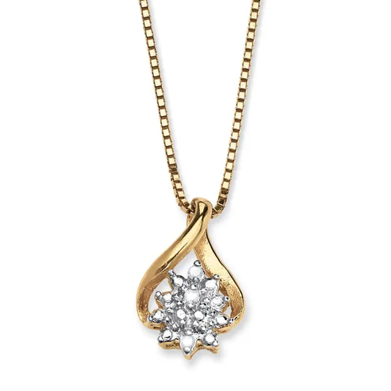 Diamond Accent Cluster Pendant Necklace in Solid 10k Gold