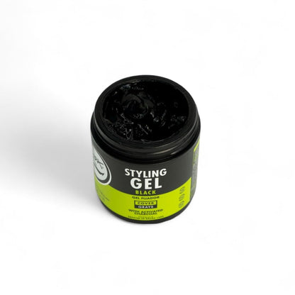 Black Styling Hair Gel - Medium to Strong Hold with Medium Shine for a Wet Slicked Back Look with All Day Hold - Activated Black Charcoal Covers Grey Hair Instantly 17.6Oz