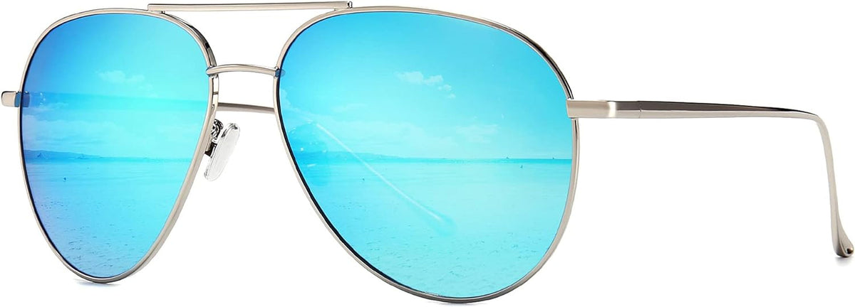 Women's Lightweight Oversized Aviator Sunglasses - Mirrored Polarized Lens