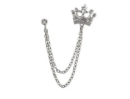 Classic European Crown Brooch Lapel Pin Men Suit Boutonniere Badge Brooches for Men Women Broches Chain Tassel Lapel Pins Gift