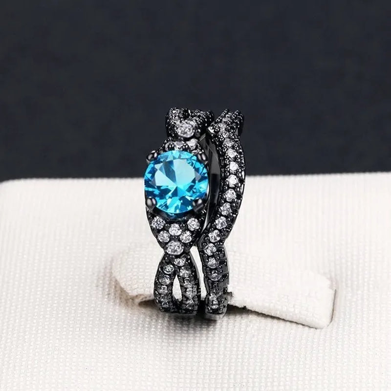 (3PCS RINGS)  Couple Wedding Rings 10KT Black Gold Plated  Womens Bridal Ring Sets and Titanium Steel Mens Engagement  Bands Jewelry   Size5-12
