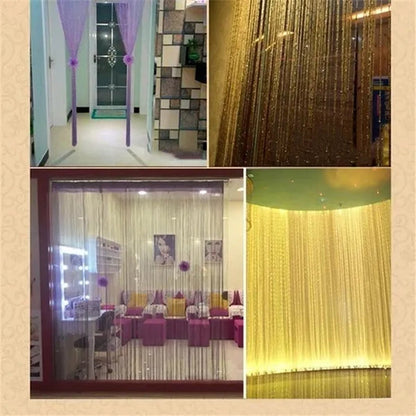 Fashion 200cm*100cm String Sparkle Curtains Fly Screen Fringe Tassel Curtain Room Divider Door Window Decor