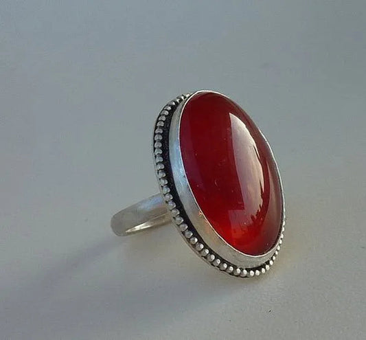 Sparking Red Onyx Ring 925 Sterling Silver and Natural Gemstone for Women Engagement Wedding Luxury Fine Jewelry Size 4-12