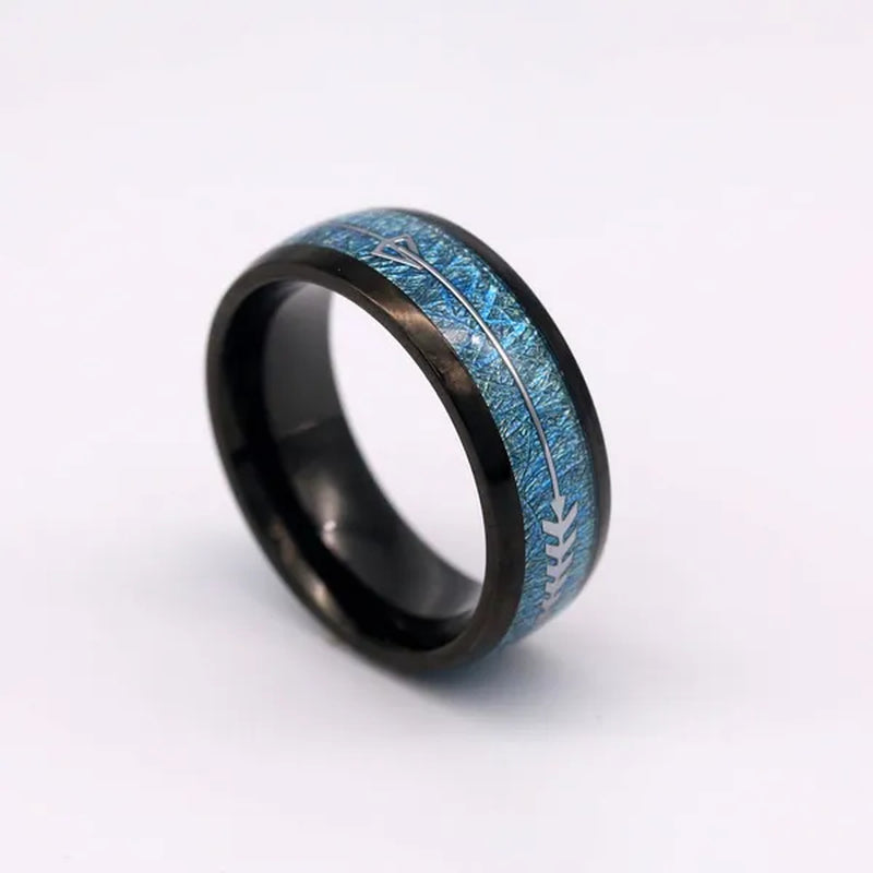 Couple Rings (2 Rings) Sz6-13 His and hers Ring 8mm Sapphire Women's Wedding Ring Sets Black Titanium steel Men's Ring Wedding Bands