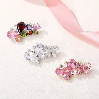 7 colors New Rhinestone Brooches for Women Butterfly Brooch Wedding Fashion Jewelry Gift Women Cute Zinc Crystal Butterfly Enamel Pin Accessories Arrow