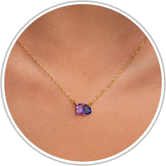 Mothers Day Gifts for Daughter Mom, Birthstone Necklace for Women Teen Gifts 14K Gold Plated Necklace with 1-12 Birthstone 16Th 18Th 21St 30Th 50Th Birthday Gift for Her Christmas Jewelry