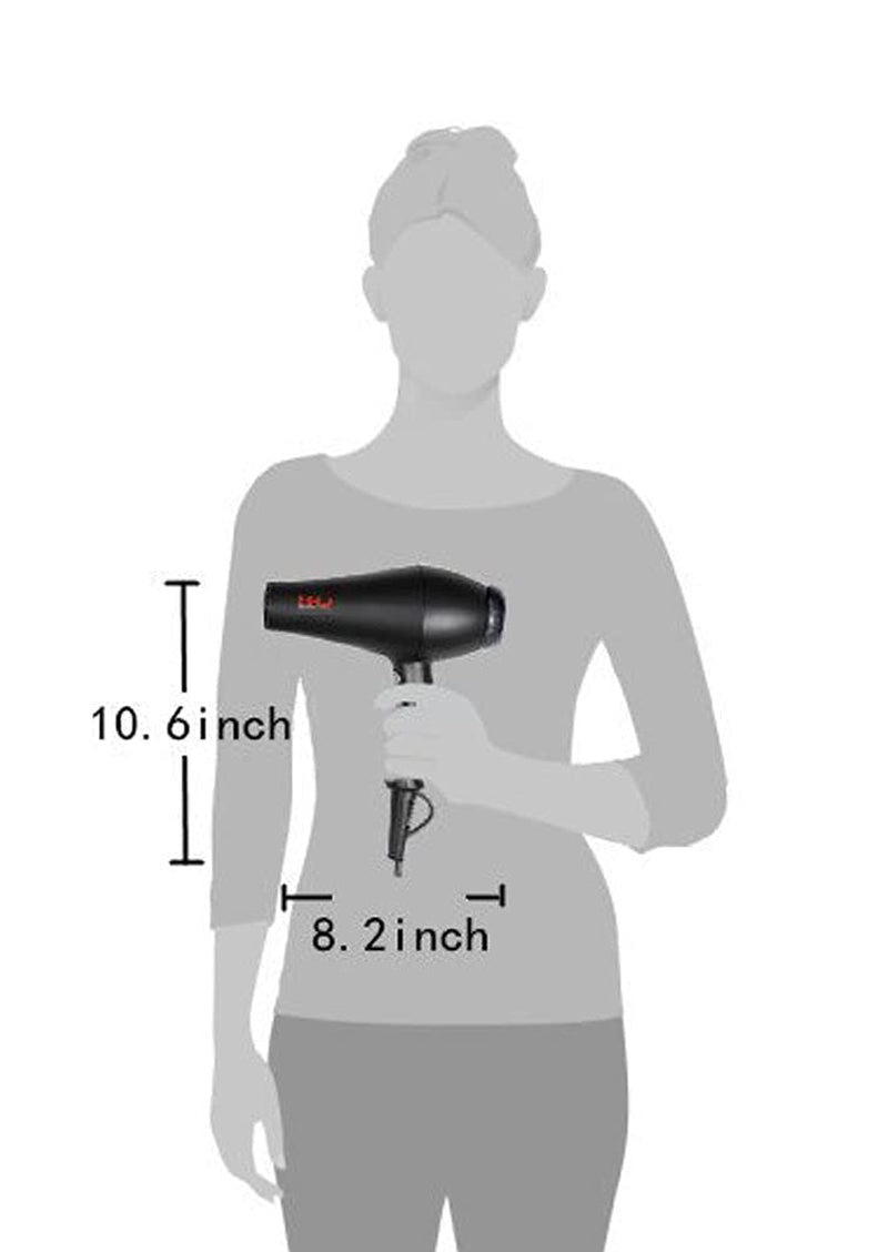 MHU Professional Salon Grade 1875W Low Noise Ionic Ceramic Ac Infrared Heat Hair Dryer plus One Concentrator and One Diffuser Black Color