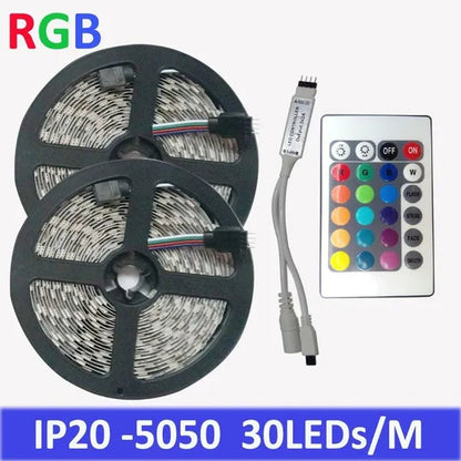 Non-Waterproof 5M 10M RGB led christmas lights smd 5050 12V flexible christmas led lights string rgb led strip + IR 24keys Remote controller