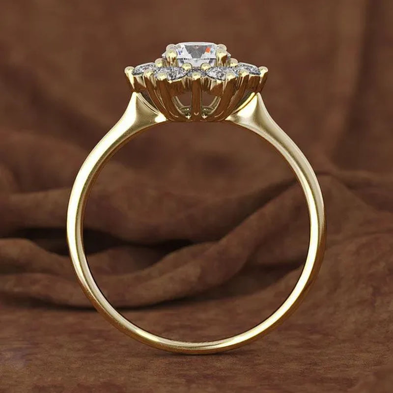 Exquisite Snowflake Cubic Zirconia Rings for Women Rose Gold Plated Silver Color Zircon Ring Bride Wedding Anniversary Party Gift Jewelry
