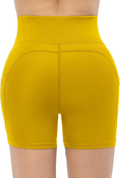 Workout Yoga Biker Shorts for Women with Pockets,Soft High Waisted Tummy Control Running Gym Shorts