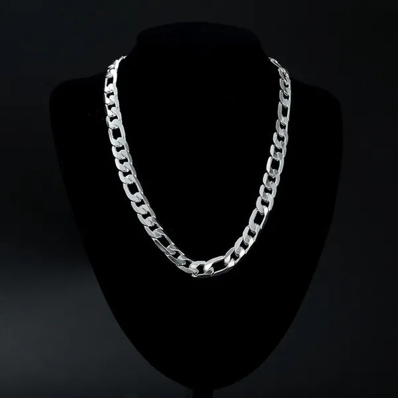 Wholesale High Quality 925 Sterling Silver Fashion Jewelry 2MM/4MM/6MM/8MM Women Men 925 Solid Silver Figaro Chain Necklace 16/18/20/22/24/26/28/30 inches