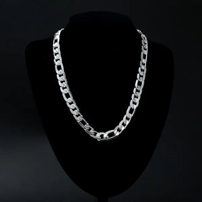 Wholesale High Quality 925 Sterling Silver Fashion Jewelry 2MM/4MM/6MM/8MM Women Men 925 Solid Silver Figaro Chain Necklace 16/18/20/22/24/26/28/30 inches