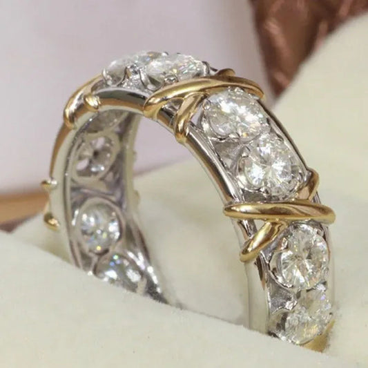 So Sparkling ! 925 Solid Sterling Silver Natural Gemstone White Sapphire Diamond Eternity Stackable Band Ring Wedding Engagement Fine Jewelry