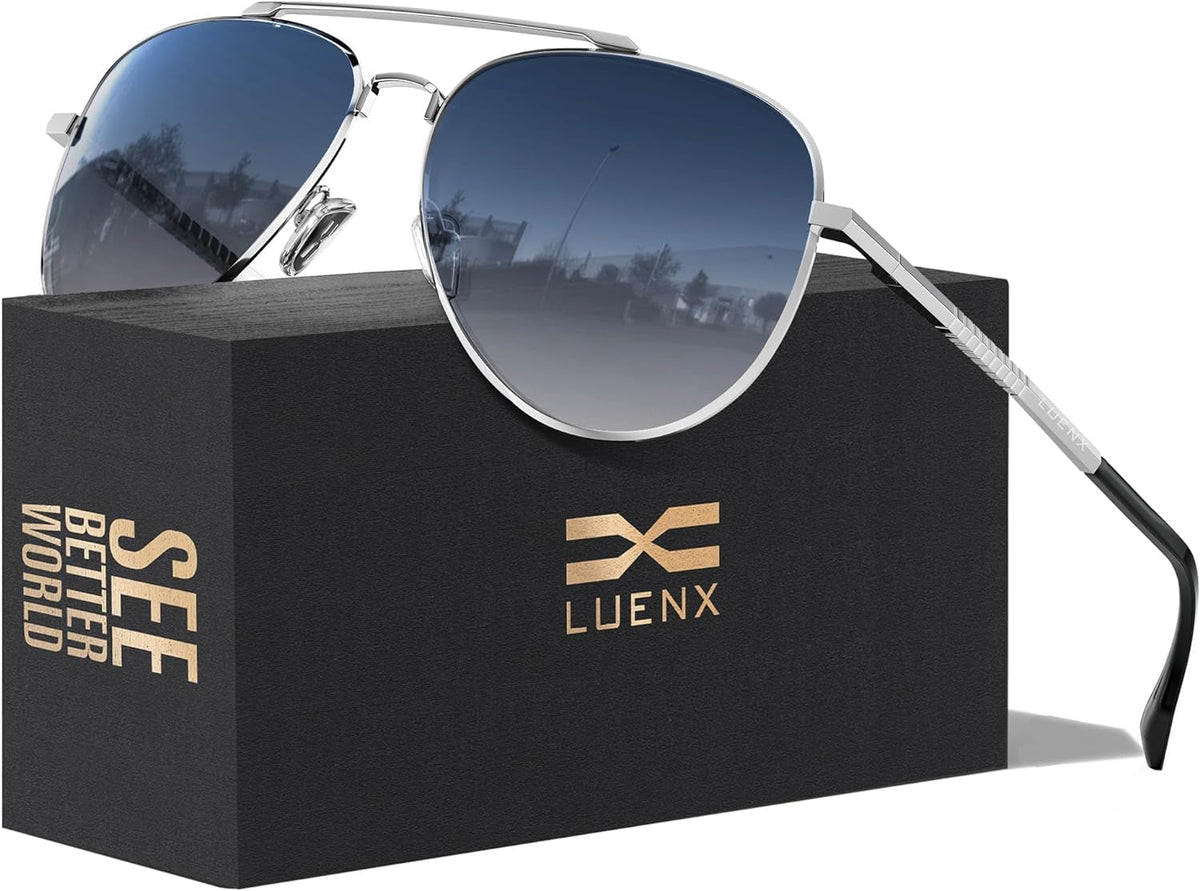 Aviator Sunglasses for Men Women Polarized Driving Classic Shades - UV 400 Protection with Accessories 60MM