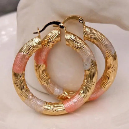 Vintage Geometric Hoop Earrings Gold Plated Earrings for Women Round Earrings Personality Spiral Stud Earrings Bride Wedding Engagement Anniversary Gift Jewelry
