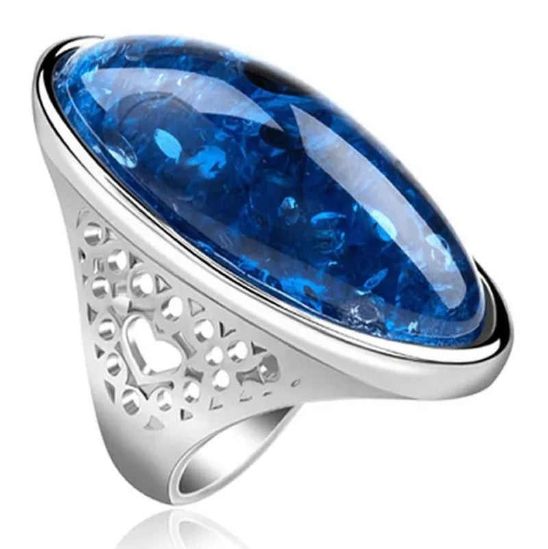 Party Wedding Christmas Gifts Gold Amber Ring Big Bohemian Precious Rings for Women(size 5 6 7 8 9 10 11 12)