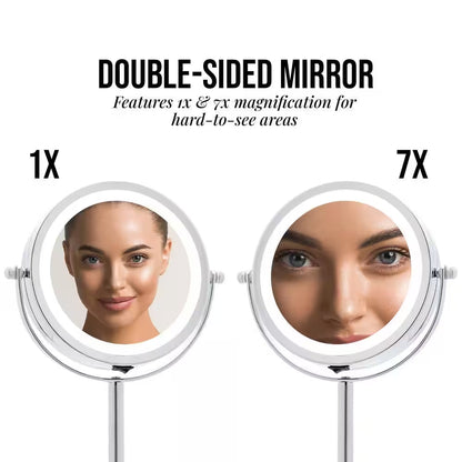 4.7 In. X 11.8 In. Lighted Magnifying Tabletop Makeup Mirror in Polished Chrome