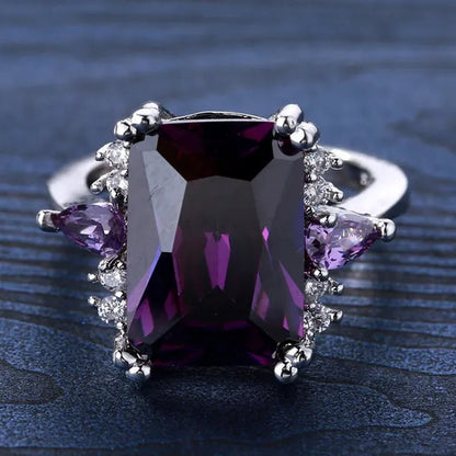 Natural Women Jewelry 12CT Amethyst Wedding Ring Size 5-11