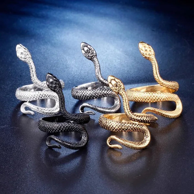 12/8/5/2/1Pcs: Lnnovative snake ring, movable mouth ring, Old gold, old silver, rose gold, gold, gun black，silver,6colors to choose from