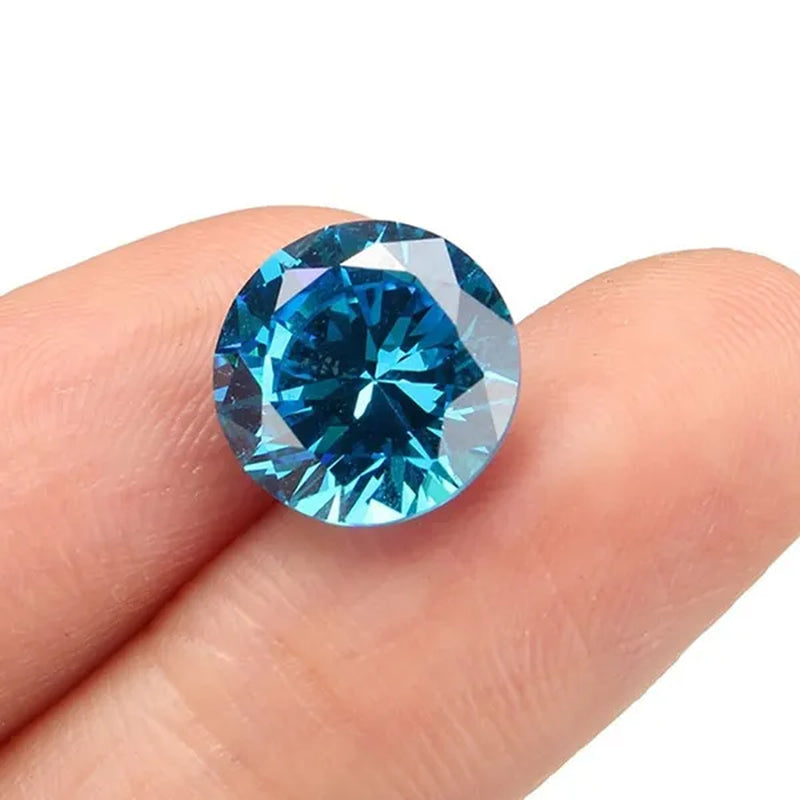 Unheated 6.22CT 10mm Sea Blue Sapphire Round Loose Gemstone Ring Earring Jewelry Diy jewelry making
